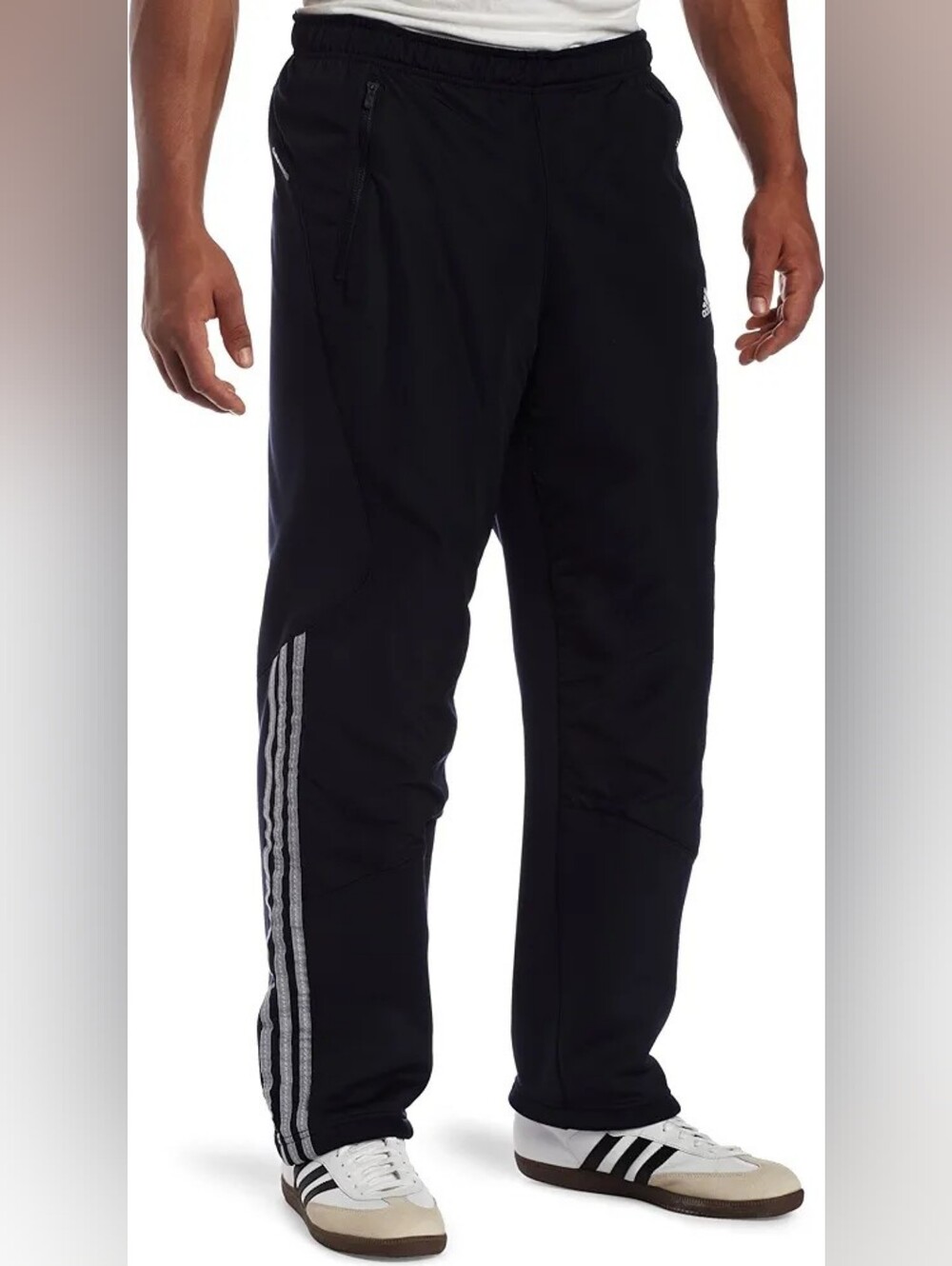 adidas Black Men's Track Pants with Reflective Stripe